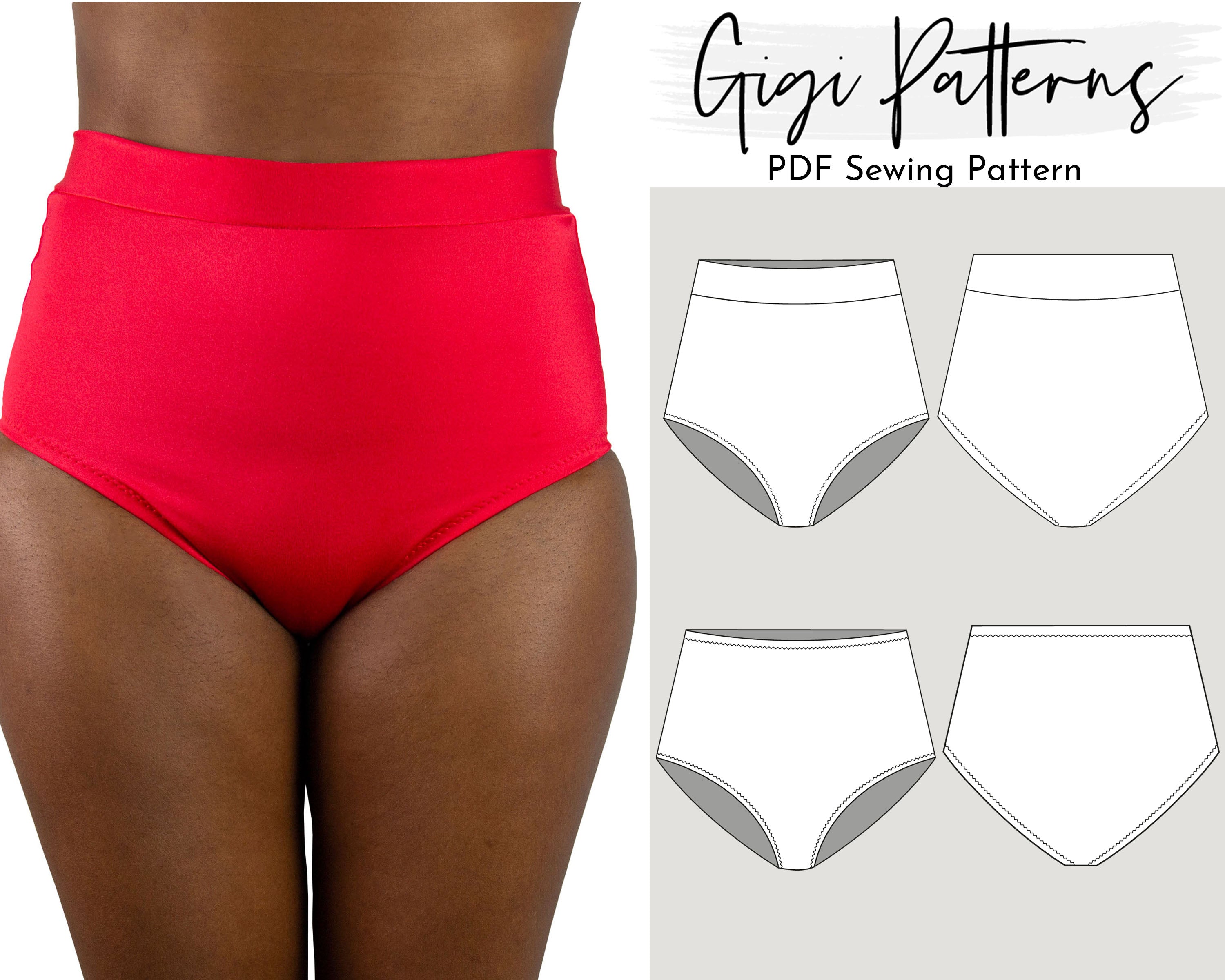 High Waist Knickers Two Sewing Pattern, Download 2 Full Brief Panties  Pattern