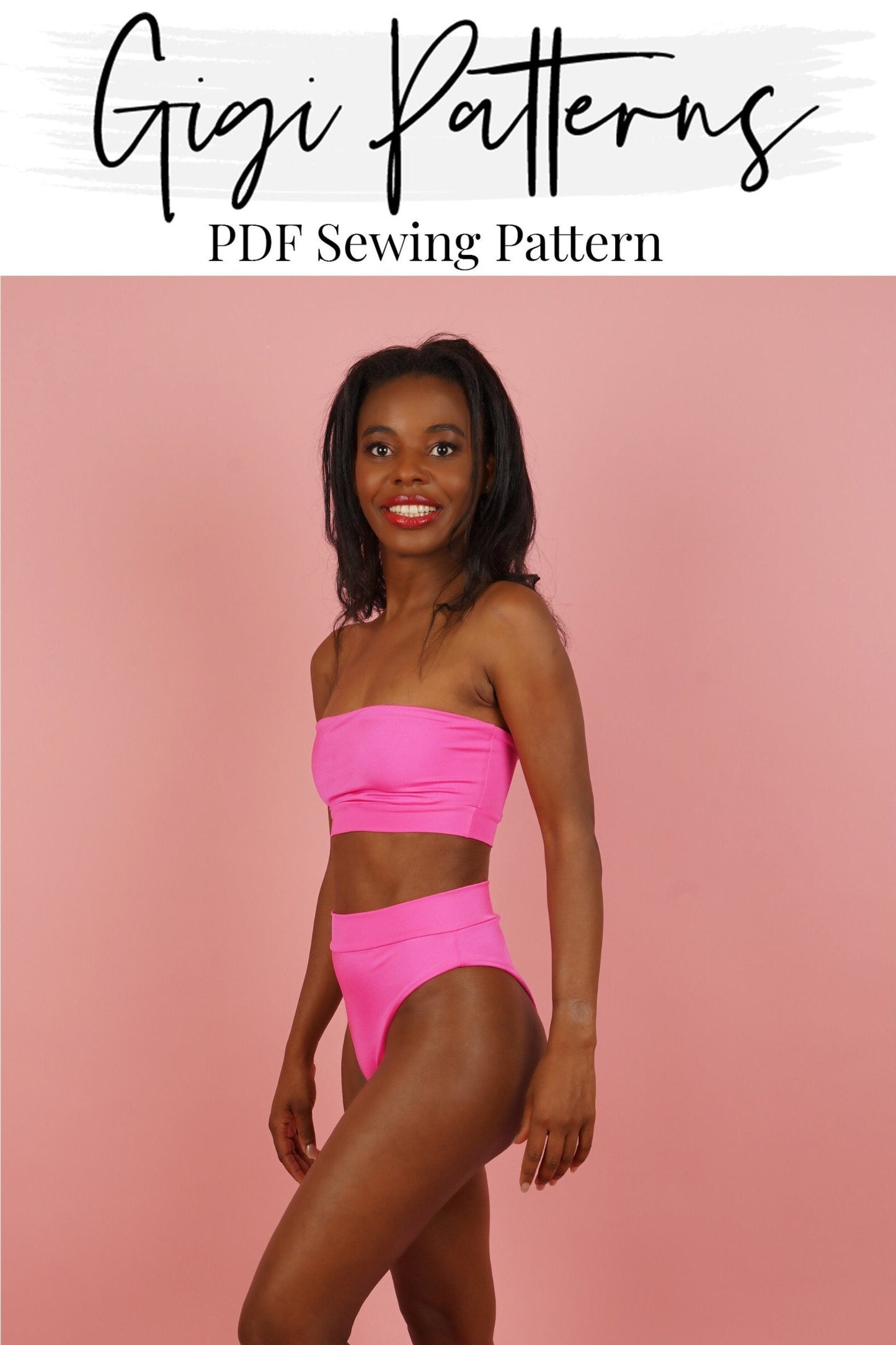 Swimsuit Pattern Pdf | Women's Bandeau Bikini Top | High Waisted High Cut Bikini Bottom | Diy Bikini, Pdf Bikini Pattern, Swimwear Pattern