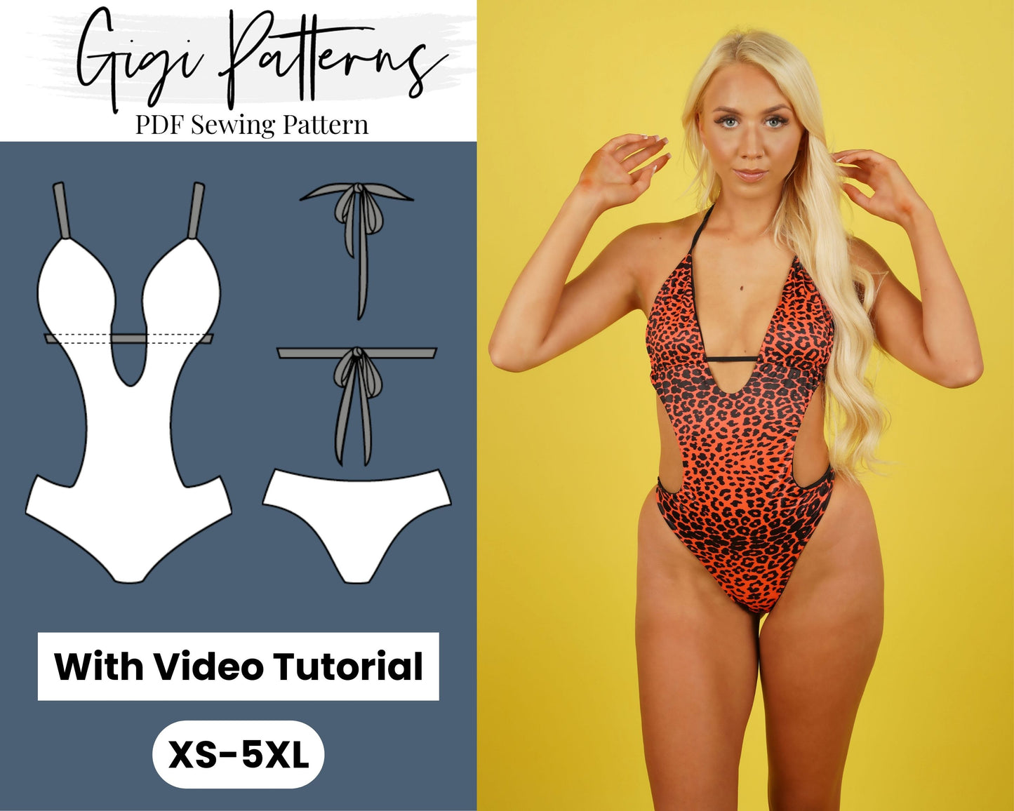 PDF Swimsuit Pattern Ava Cut-Out One Piece