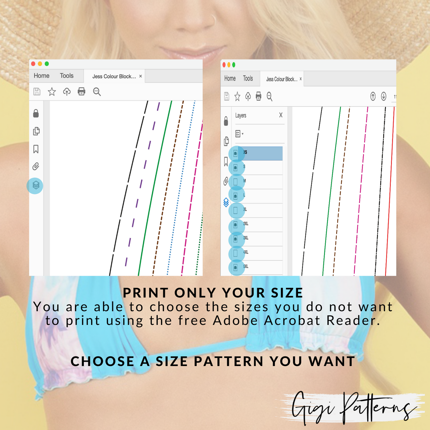 Bikini top Pattern, SWIMSUIT PATTERN, gigipatterns, pdf sewing pattern