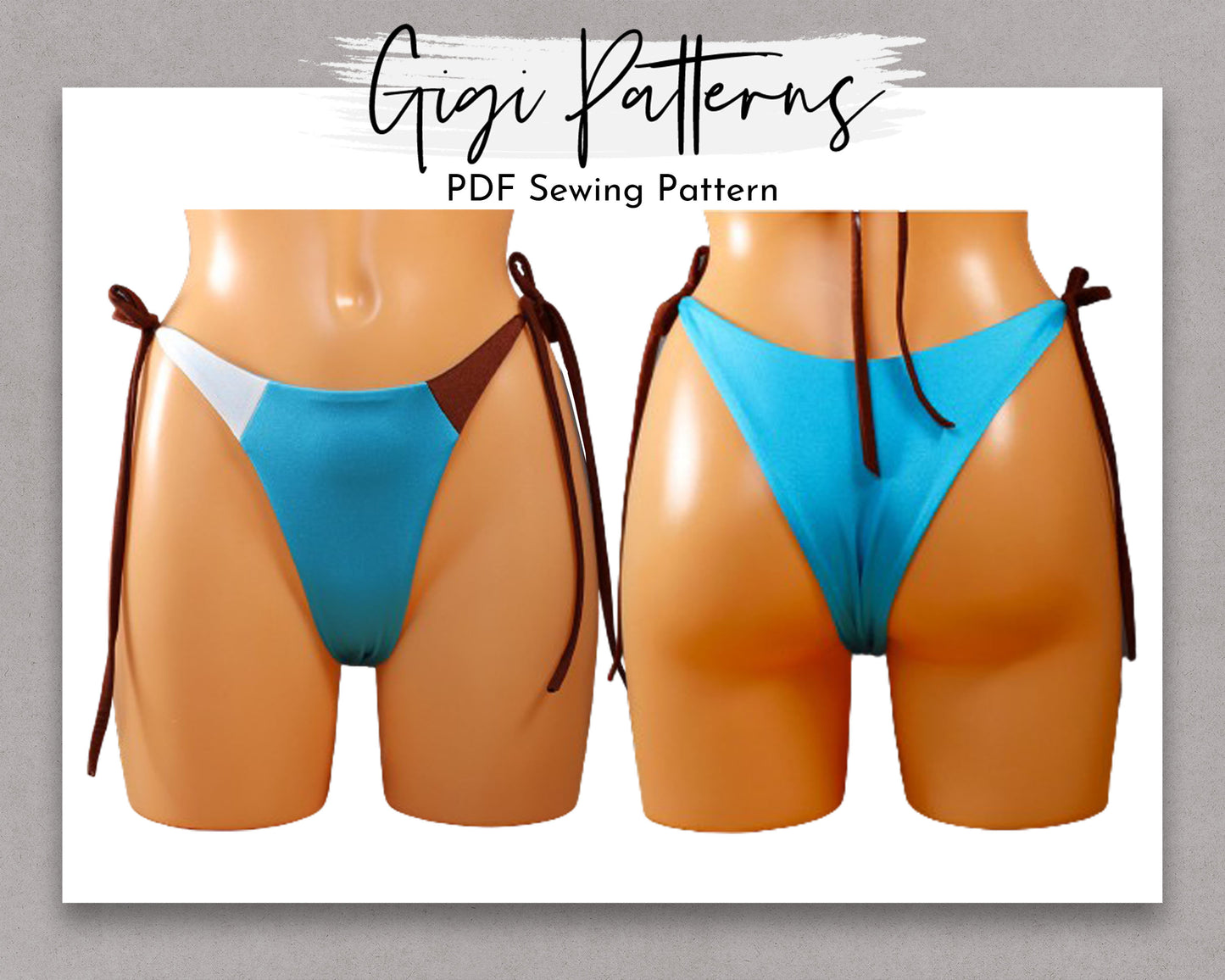 PDF Swimsuit Pattern OLIVIA Color Block Strings Bikini Bottom