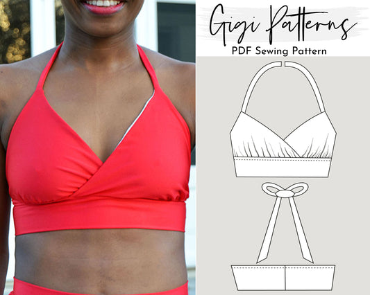 Patrón de traje de baño PDF Top de bikini halter Gigi