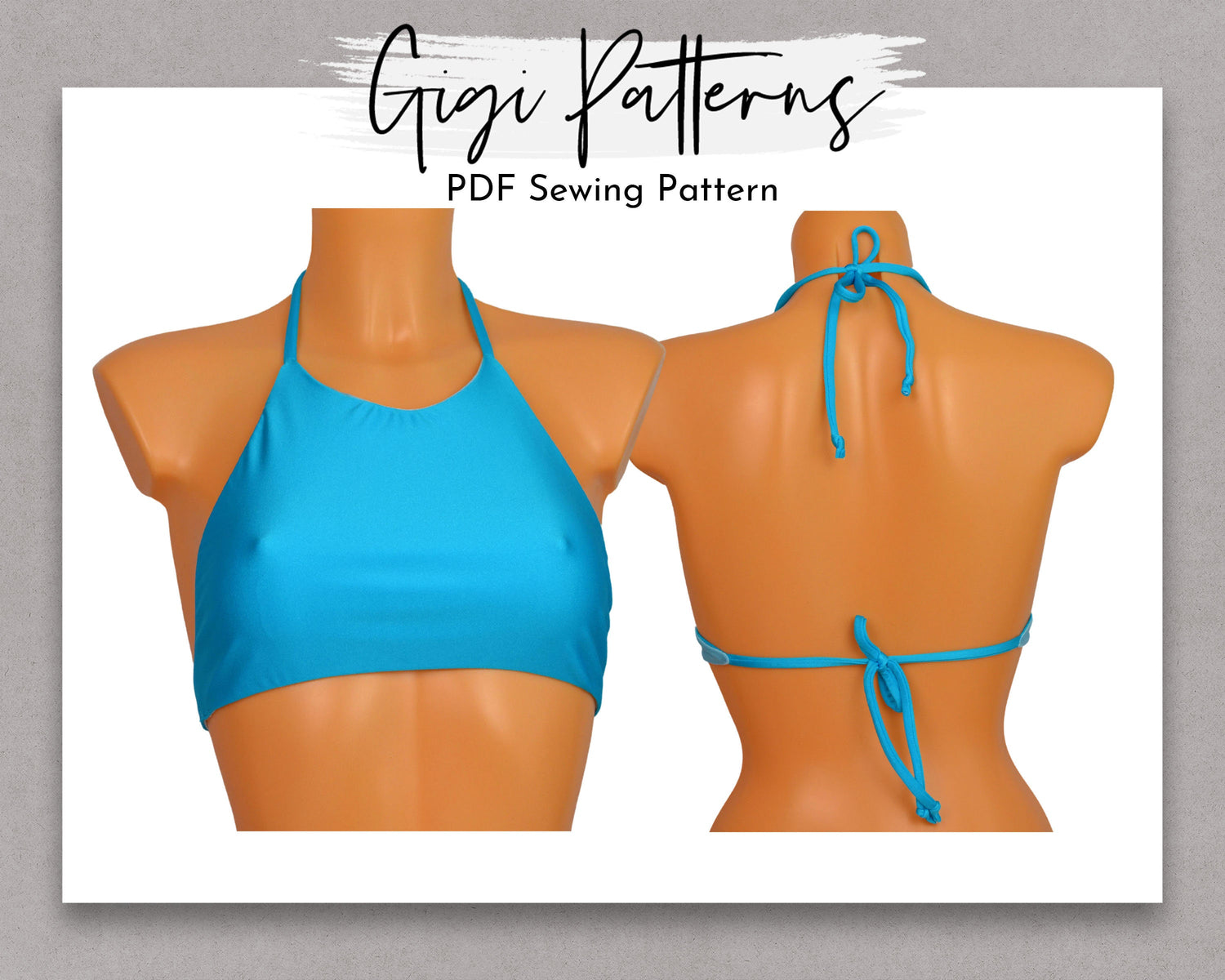 Swimsuit Pattern, Halter Bikini Top Sewing Patterns GigiPatterns
