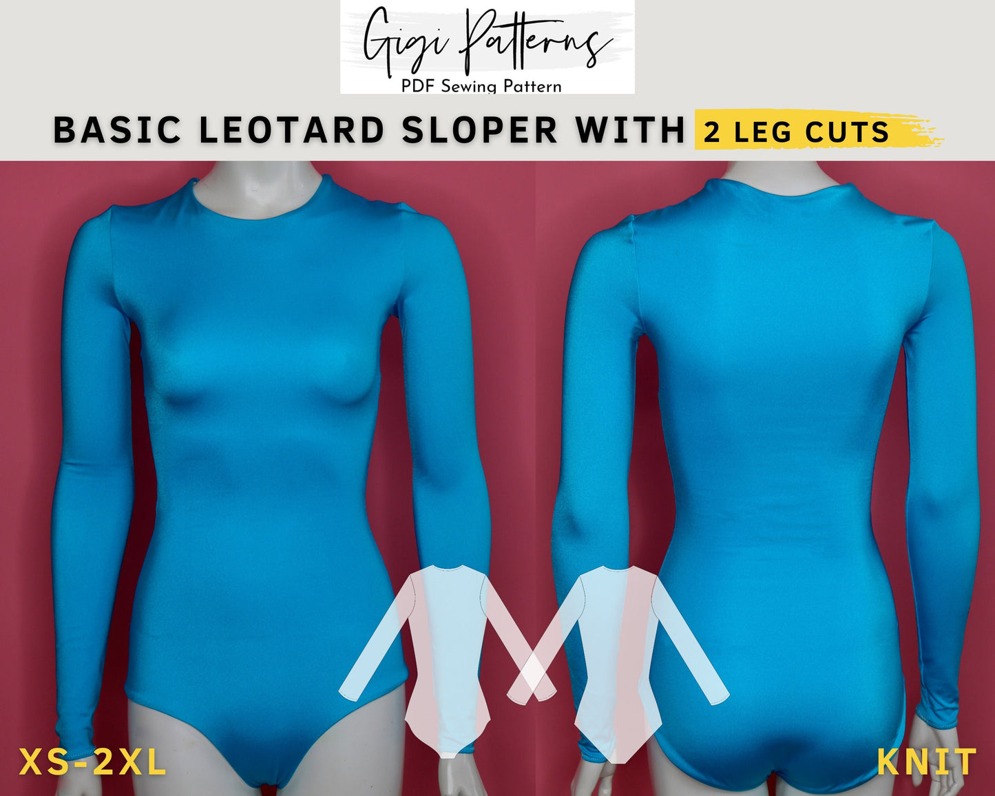 Women's Basic Leotard Sloper Pattern Block // Fashion designer, swimwear basic sloper, sloper pattern pdf, leotard pattern pdf, pole dance