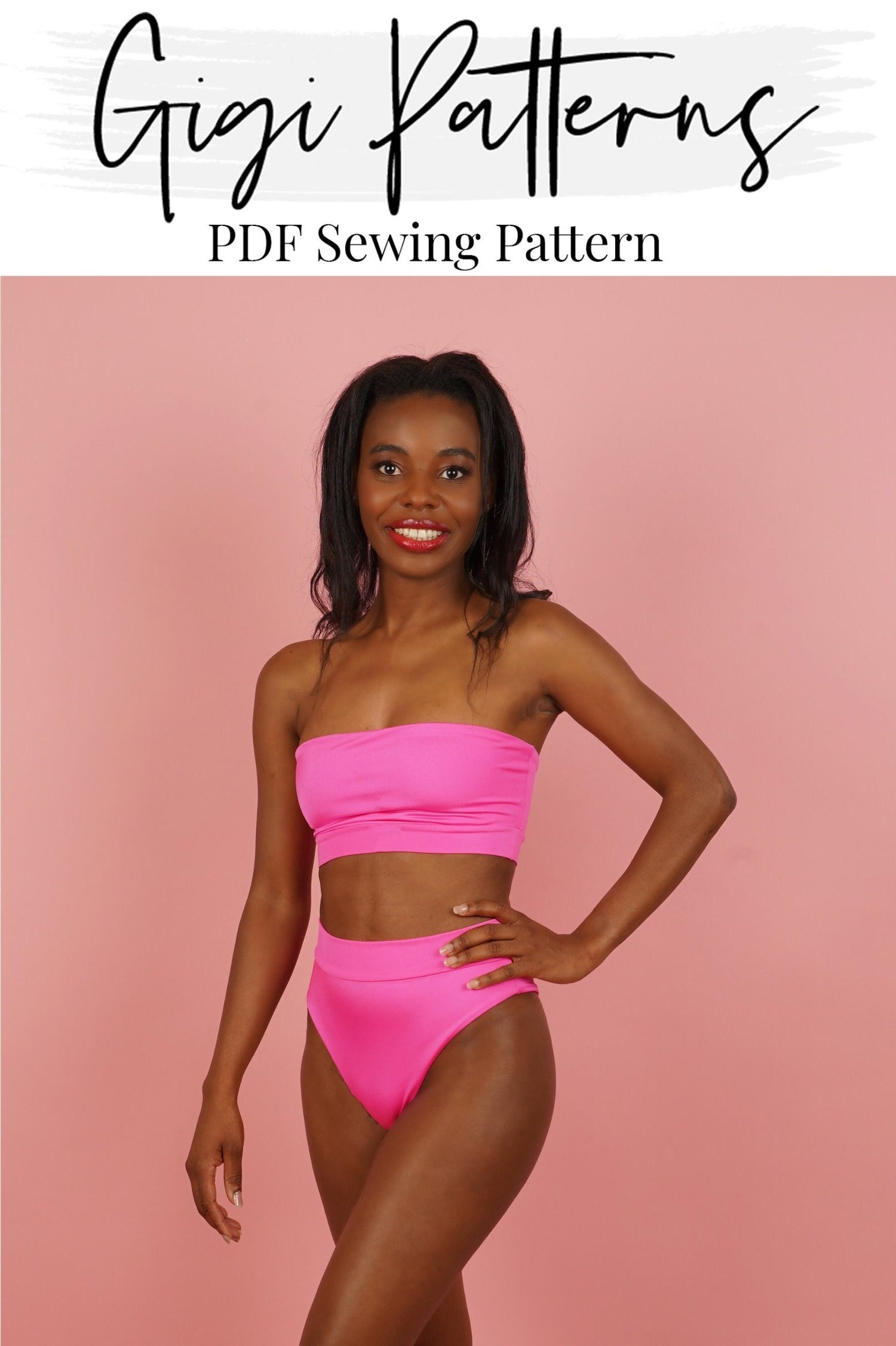 Swimsuit Pattern Pdf | Women's Bandeau Bikini Top | High Waisted High Cut Bikini Bottom | Diy Bikini, Pdf Bikini Pattern, Swimwear Pattern