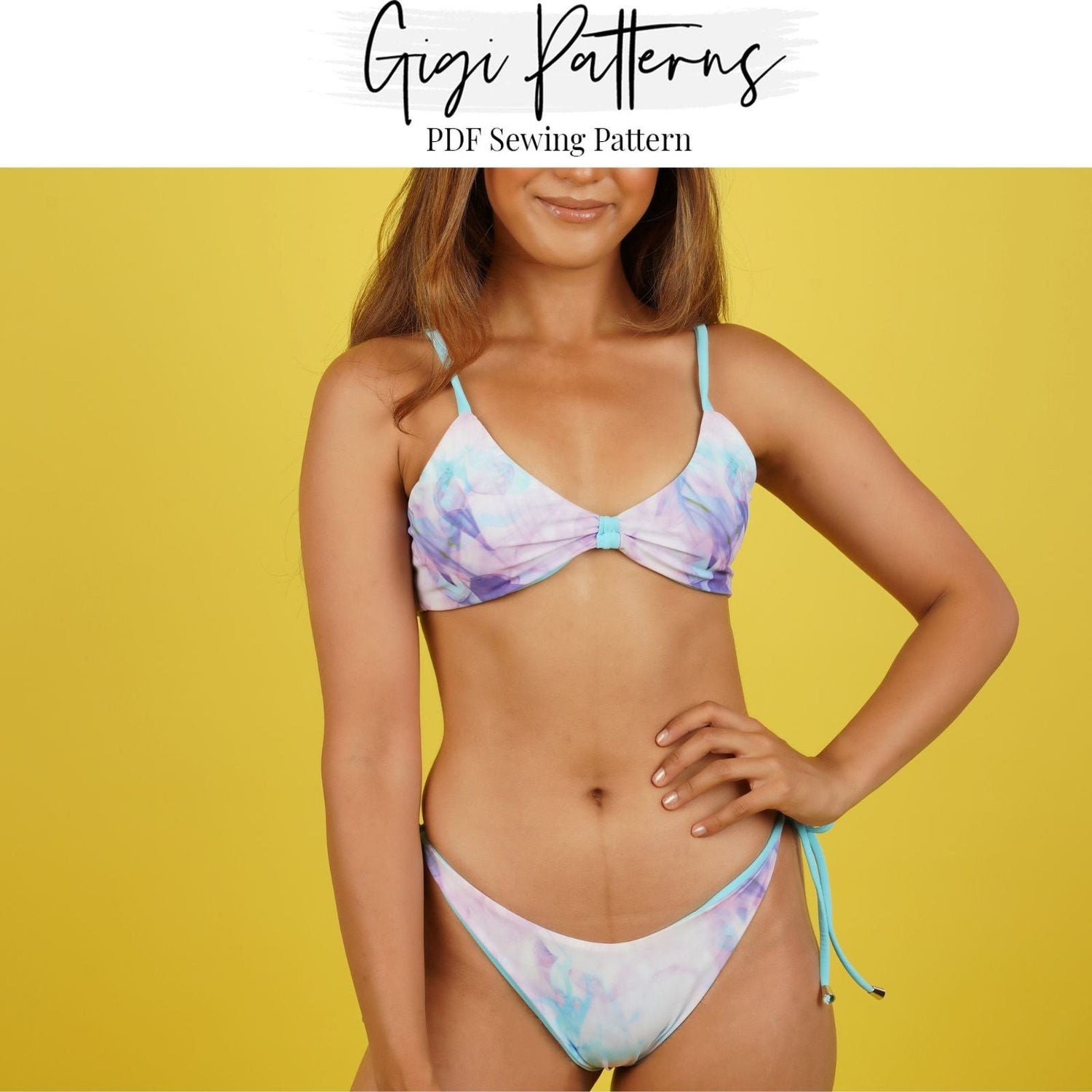 Side Strings V-Shaped Bottom Bikini Pattern XS-5XL