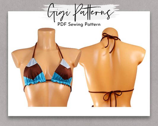Patrón de traje de baño PDF Top de bikini triangular con bloques de color OLIVIA 